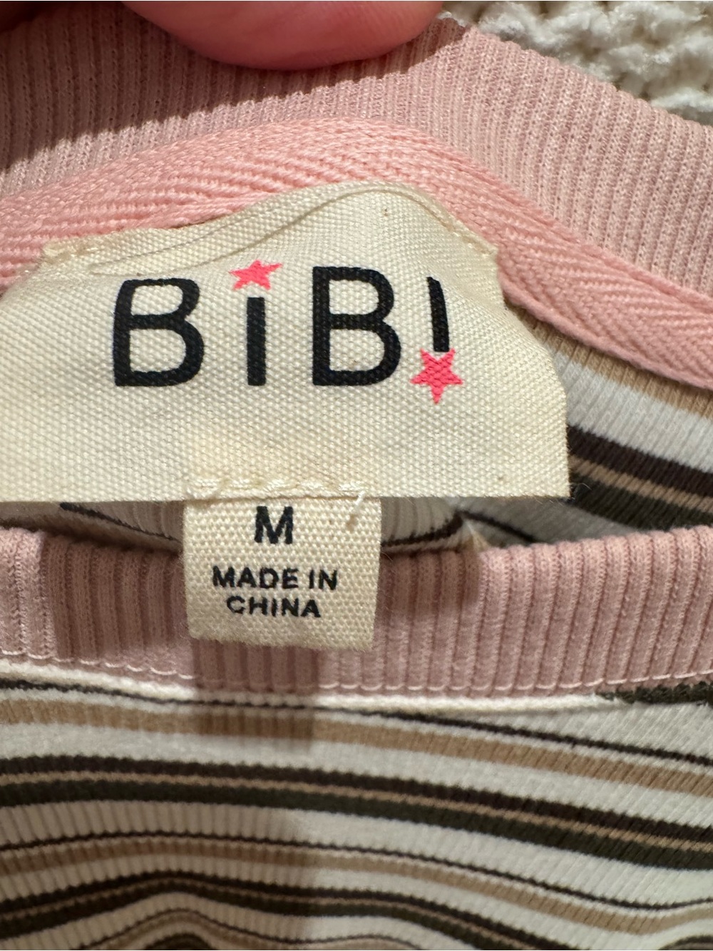 BiBi Pink, Cream and Brown Striped Scoop-Neck Sweater - Picture 2 of 11